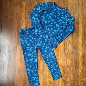 Kids boys girls REI base layer long underwear, thermals pajamas, blue, size 4T